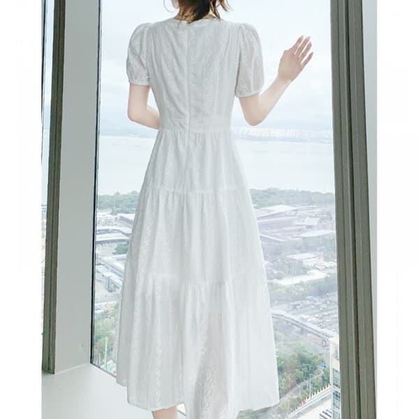 Erme Böhmisk Strandkjole Hvit Lang Maxikjole (Hvit L)