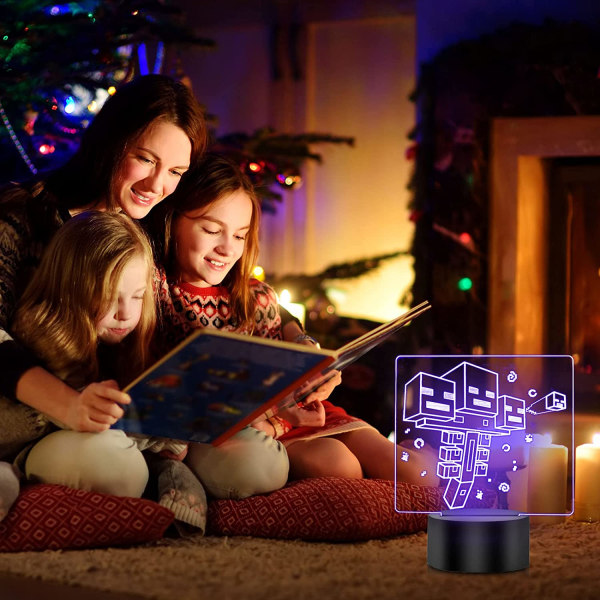 3D nattlampa för barn, 16 färger illusionsbordslampa med R