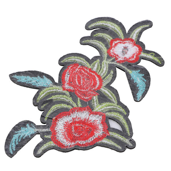 Rød rose broderet patch DIY dekoration tøj strygejern sy mærkat håndværk tilbehør