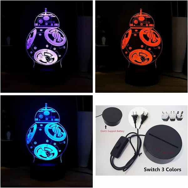 3D Brann Dinosaur Nattlys Illusjon Soverom Lampe med USB