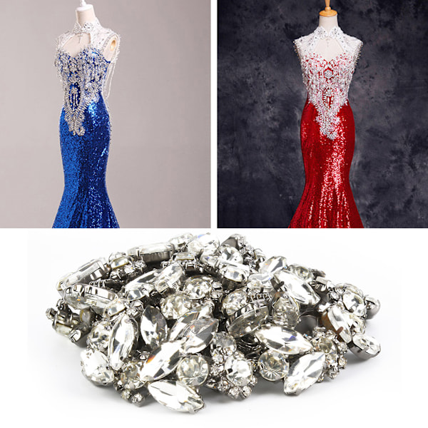 1 Yard Rhinestones Band Kristall Glas Borr Kedja Trim DIY Dekor Kläder Tillbehör (#1)