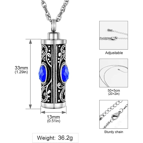 1 st kristallationsurna halsband för aska minnessak crema