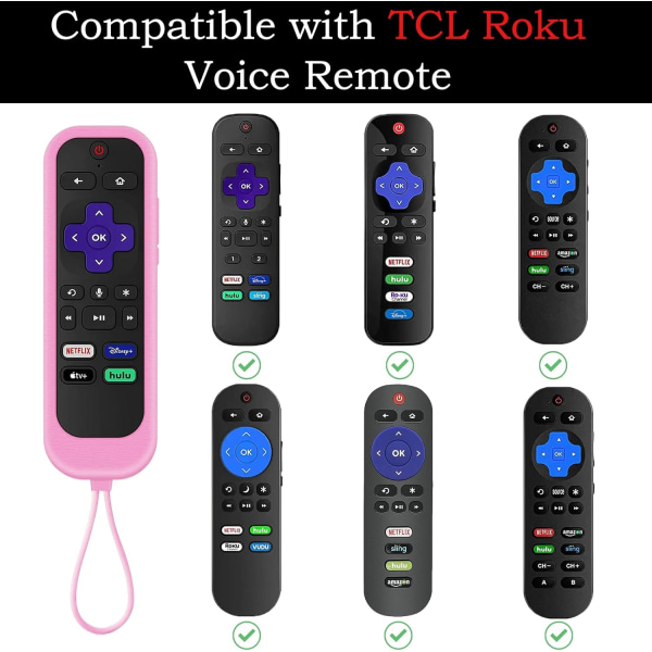3-pack Roku-fjärrkontrollfodral passar för Onn Roku | TCL Hisense Roku Silikon skyddande kontrollhylsa Universal för Roku Express 4K+, Roku Remote Co C
