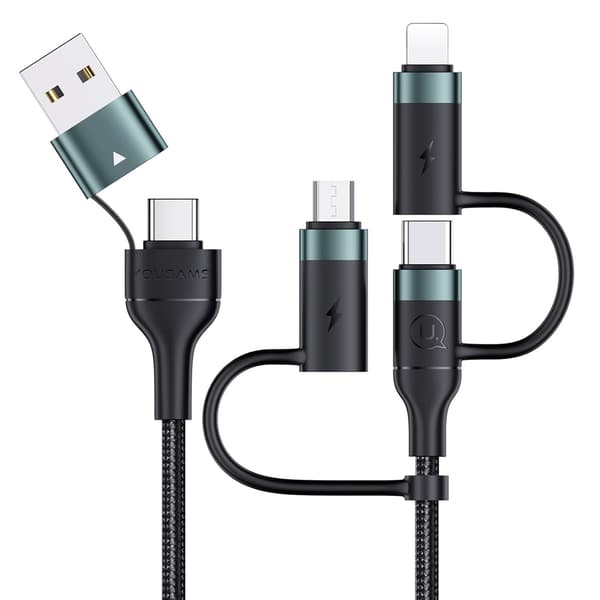 PD 60W USB-C Multi Rask Laddekabel Nylonflettet Kabel 5-i-1 3A USB/C til Type C/Micro/Telefon Rask Synkronisering Laderadapter 1,2 meter Green