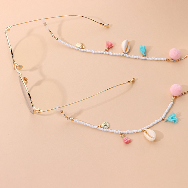 Kvinnors glasögonkedja Snäckskal Lanyard Cord Tassel Holder Str