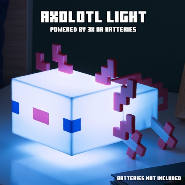 Minecraft Axolotllampa, Fem Färglägen, Minecraftlampa för att Dekorera Ditt Spelbord eller Nattduksbord