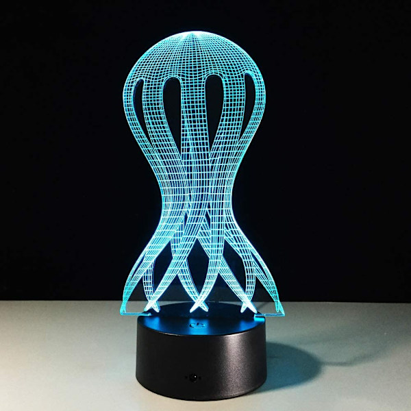 Meduusa Optinen Illuusio 3D LED-Sensori Yövalo Älykkäällä Kosketuspainikkeella & USB 7 Väriä Vaihtuva Tunnelma Lamppu Jouluun Kiitospäivään Makuuhuoneen Sisustukseen