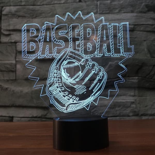 3D Baseball Glove Shape Led Nattlampa Touch Bord Skrivbord Opt