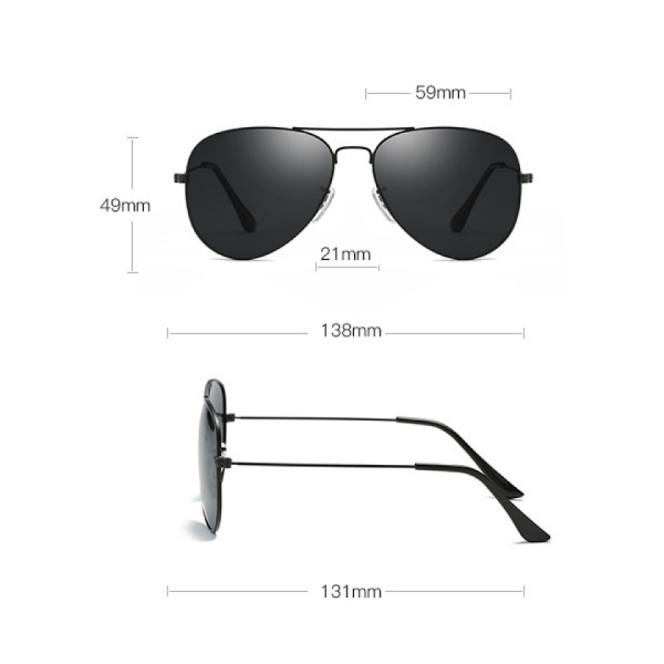 Polariserade Aviator Solglasögon för Män Kvinnor Metall Flat Top Su