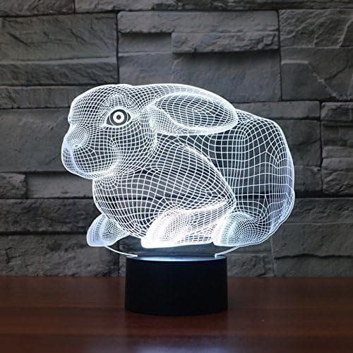 3D Kanin Natlampe Bord Skrivebord Optisk Illusion Lamper 7 Co