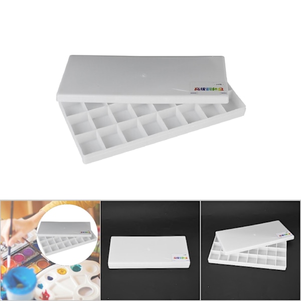 Firkant Pigment Maling Box Farveblanding Maling Palet til Akvarel Gouache Akryl (24 Gitre)
