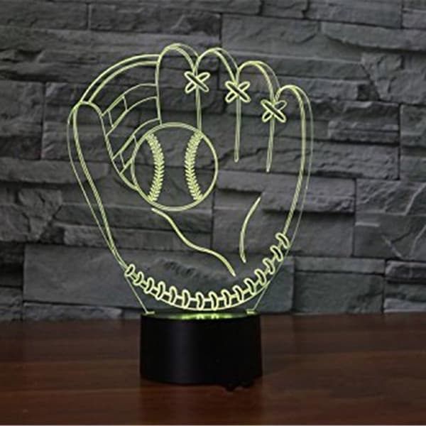 Baseballhandsker 3D LED Natlampe Bord Skrivebord Optisk Illusi