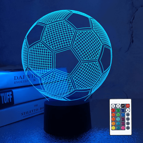 Fotbollsnattlampor för barn 3D Illusion Fotbollslampor 16 LED Fjärrkontroll Färgväxlande Touch Bordsslampor Dekoration Födelsedag Julgåvor Sport