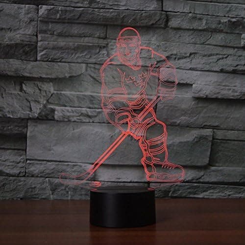 3D Ishockeyspiller Nattlys Lampe Illusjon 7 Fargeendringer