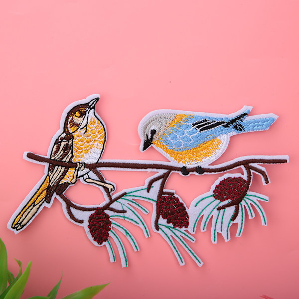 2 stk. DIY håndlavede fugleformede sy- og broderiklæde patches tøjtilbehør