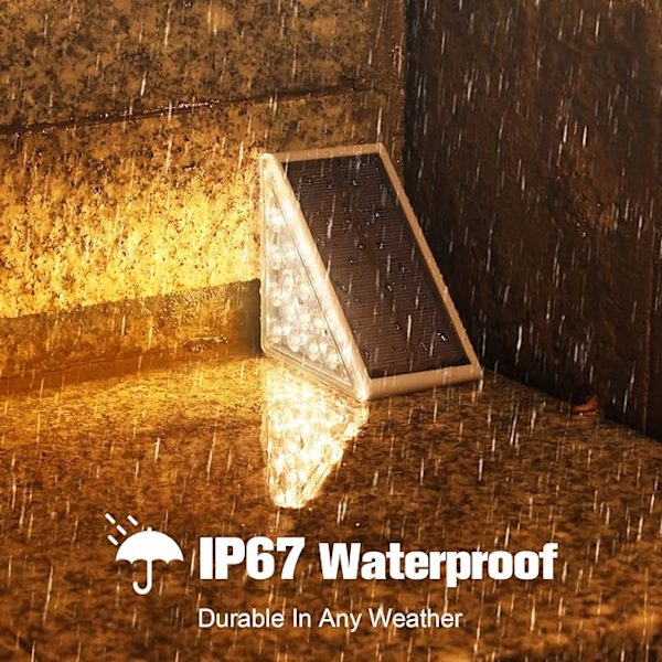 Trappelys solcellelamper, IP67 vanntett solcellelamper, utendørs LED trappelys, (hvit)