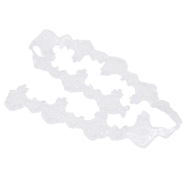Dekorativ spets pärlband polyester broderad lapp kläder dekor tillbehör 1 YardWhite