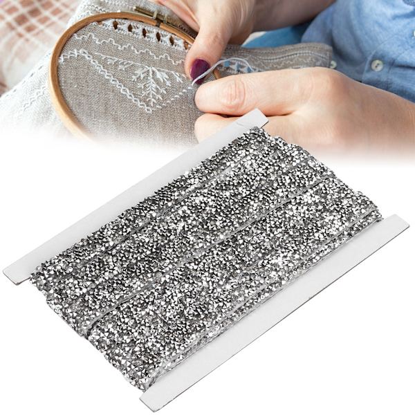 1,5 cm Rhinestone-band 5 meter Kläder Applikation Telefon Dekoration Tillbehör (Silver)