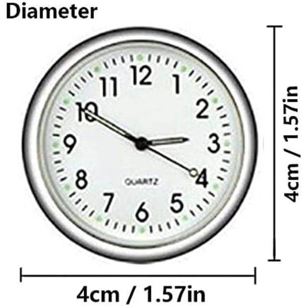 Bilklokke, Mini Quartz Analog Bil Dashbord Tid Luftventil Klistremerke Klokke Ur for Bildekorasjon, Universell og Lysende (Hvit)