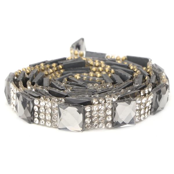 5 meter Hotfix klare krystallglass strass kjede trim DIY applikasjon (10mm grå)