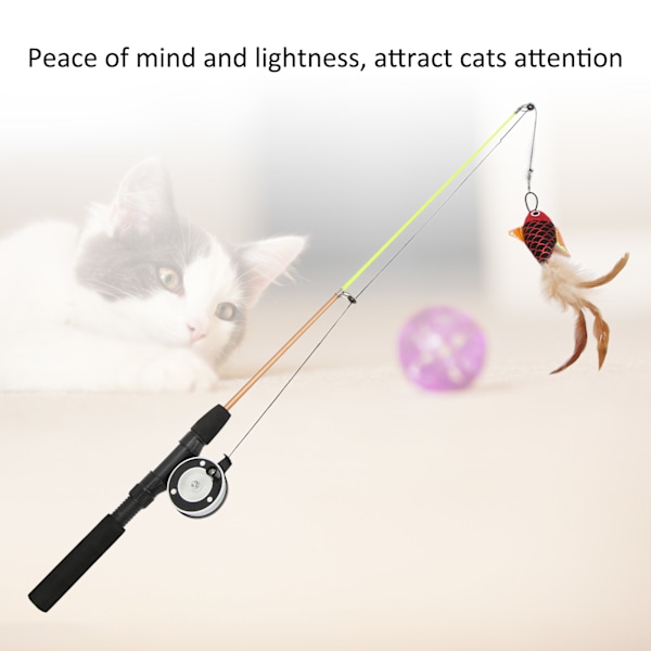 Morsom kattepinner, realistisk, fleksibel, interaktiv trinse, teleskopisk fiskestang, katteleke for katter Red Fish Fishing Rod