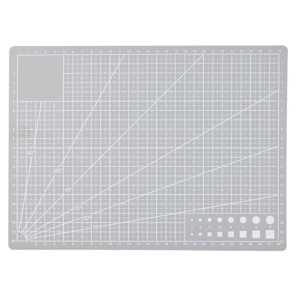 A4 rutnät PVC skärmatta Självläkande papper Läder Tyg Skärbräda (Grå)