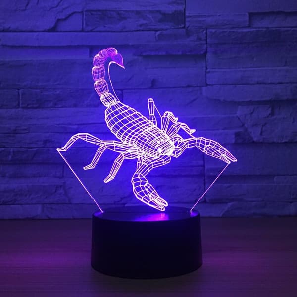 3D LED Illusjonslampe, Nattlys 16 Farger Dimbar USB-strøm