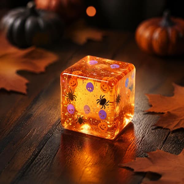 Orange Halloween Fidget Cube, Tema TPR Langsom-Rebound Sensorisk Klemmelegetøj til Angstlindring & Festdekoration orange