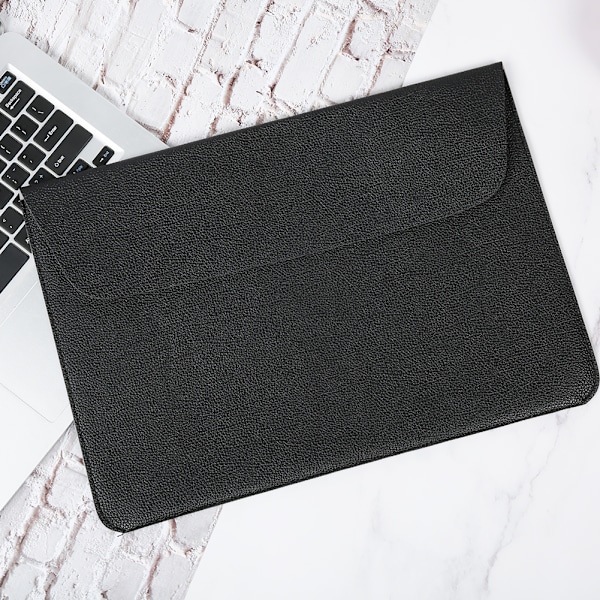 Laptopfodral i mjukt PU-läder, skyddande datorväska med kardborreband, 12 tum