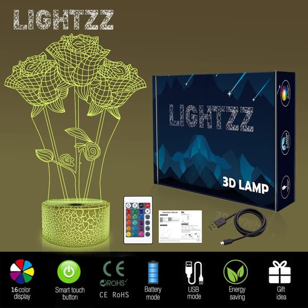 Jeg Elsker Dig 3D Natlampe LED Illusion Hjerte Bordlampe til