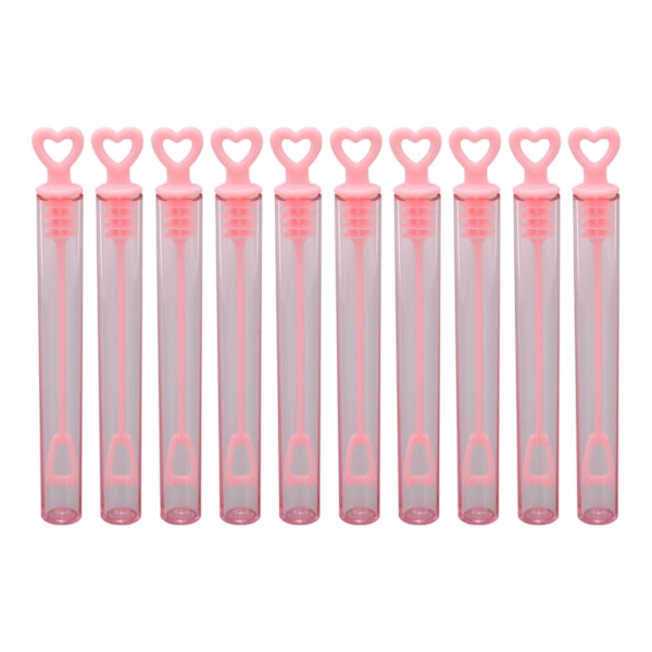 10Pcs Bubble Wands Pink Heart Shaped Transparent Durable Plastic Portable Bubble Sticks for Party Wedding Holiday