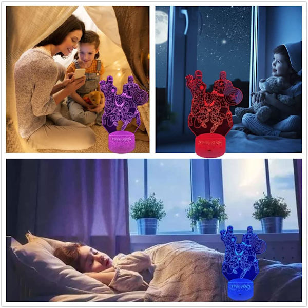 3D-lampa optisk illusion barn nattlampa touch & fjärrkontroll