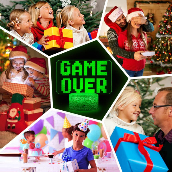 Gaminglampa Game Over Nattlampa 3D Illusion Lampor, Dimbar