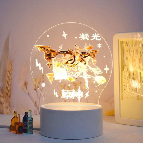 Genshin Impact Barbara 3D LED Akryl Nattlampa 7 Färger USB Animelampa