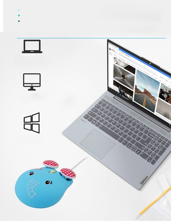Söt djurform USB-kabelbunden optisk mus