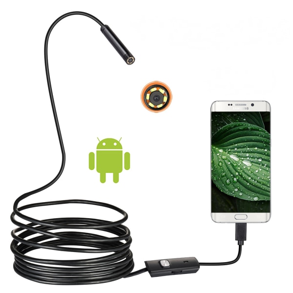 8,0 mm hard-wired Android mobiltelefon leveres med kamera industrielt endoskop rørledning tandlæge auto reparation USB-kamera, 6,5FT