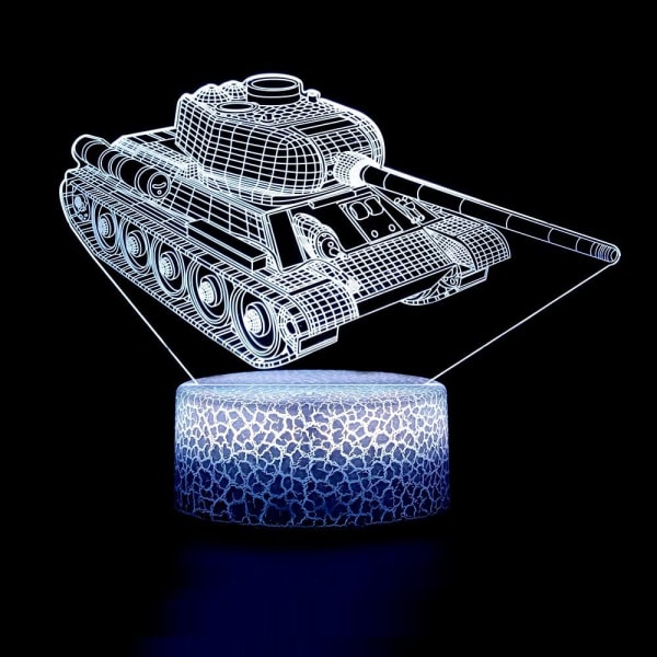 Tank Nattlampa 3D Lampa Flygplan Leksaker Presenter till Barn Pojkar G