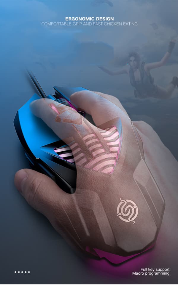Kablet Gamingmus, 3200 DPI USB Datamus med 7 Regnbuefarger