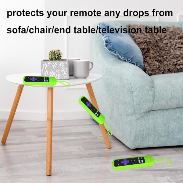 Glow-fjernkontrolldeksel for Roku Steaming Stick/Voice/Express/Premiere-fjernkontroll - Silikondeksel kompatibelt med TCL Roku Smart TV-fjernkontroll Glow Green