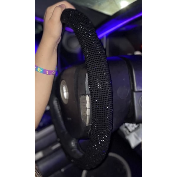 Bil Bling Ratt Skydd för Kvinnor Flickor Vinröd 15 Tum Universal Röd Kristall Strass Diamanter Bling Bling Tillbehör An Black