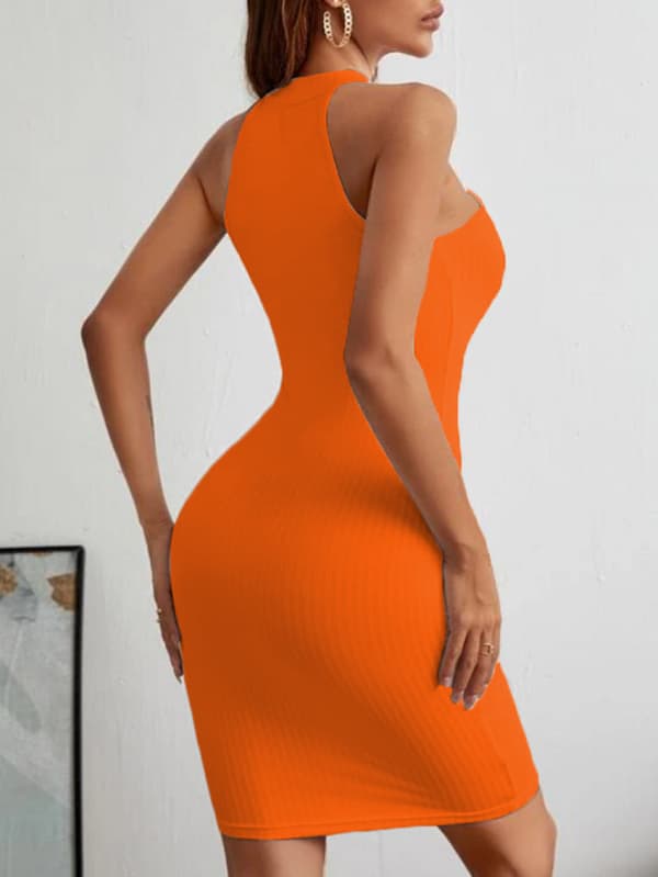 Buttocks Casual Kjole Off Shoulder Kjole (Oransje L)