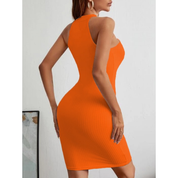 Buttocks Casual Kjole Off The Shoulder Kjole(Orange S)