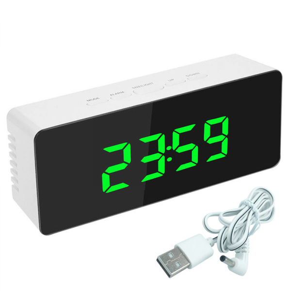 Digital Mini LED-klocka Spegelväckarklocka (Grön)