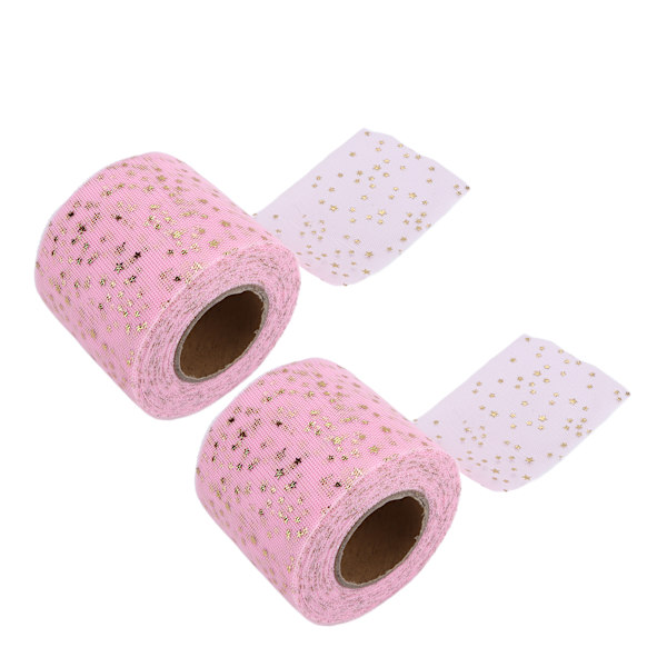 2 stk. Glitter Tulle Ruller Skinnende Udseende Nem Brug Tilstrækkelig Mængde Fire Farver Netting Stof Tulle til DIY DekorPink