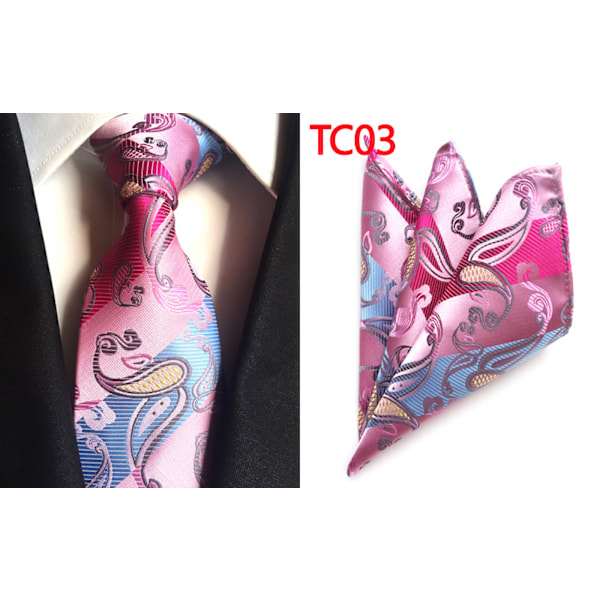 Herr slips Paisley vävd siden slips set med ficka Suqare F W