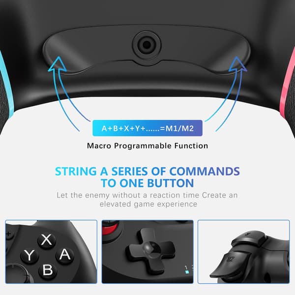 Trådløs Pro-kontroller kompatibel med Nintendo Switch, trådløs gamepad joystick med programmerbar funksjon【2023 oppgradert versjon