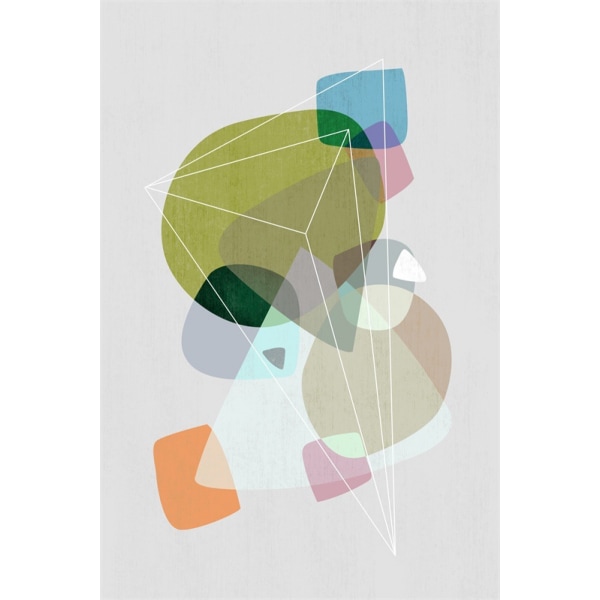 Geometrisk patchwork 1 vægkunst lærredsplakat, enkel abstrakt akvarel A
