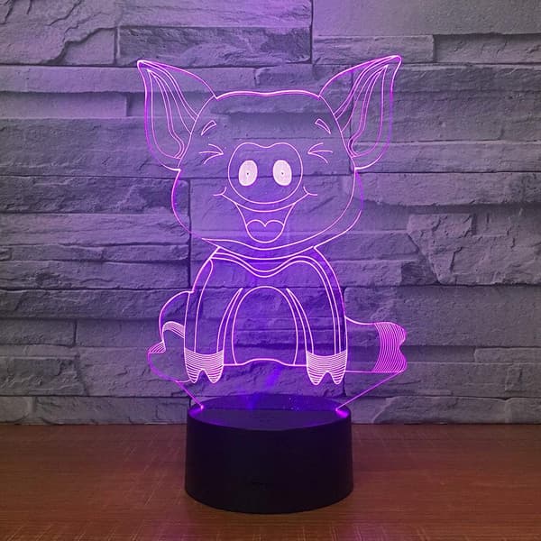 3D Gris Dyr Nattlampe Illusjon Nattlys 7 Farger