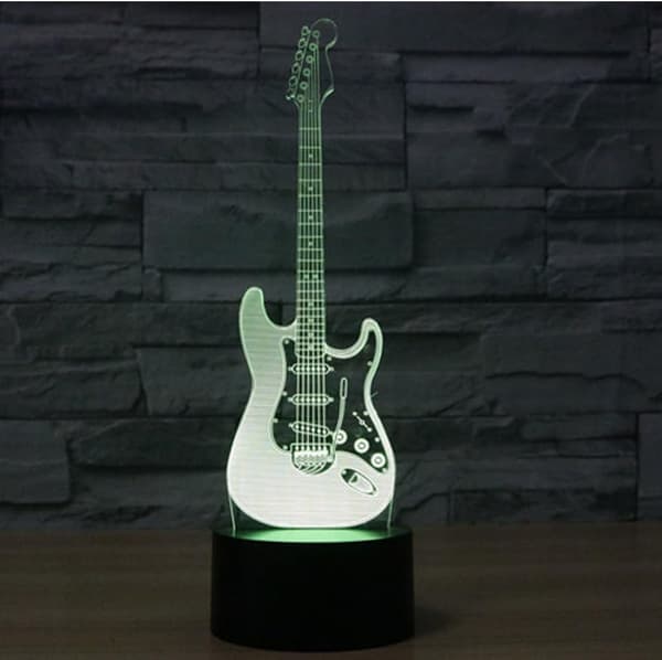 3D Elektrisk Gitar Nattlys Musikk Note Berøringsbryter Dekor