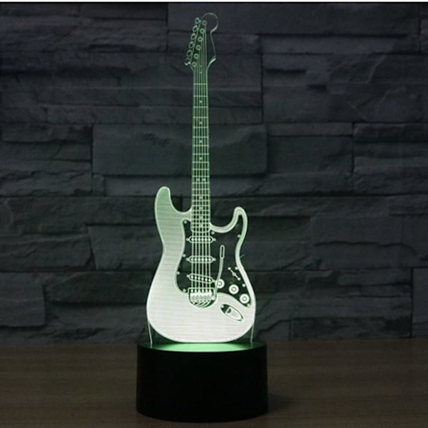 3D Elektrisk Gitarr Nattlampa Musik Not Touch Switch Dekor